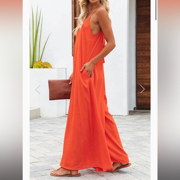 Flawless Orange Liberada Pocketed Jumpsuit N251 - Picture 3 of 10